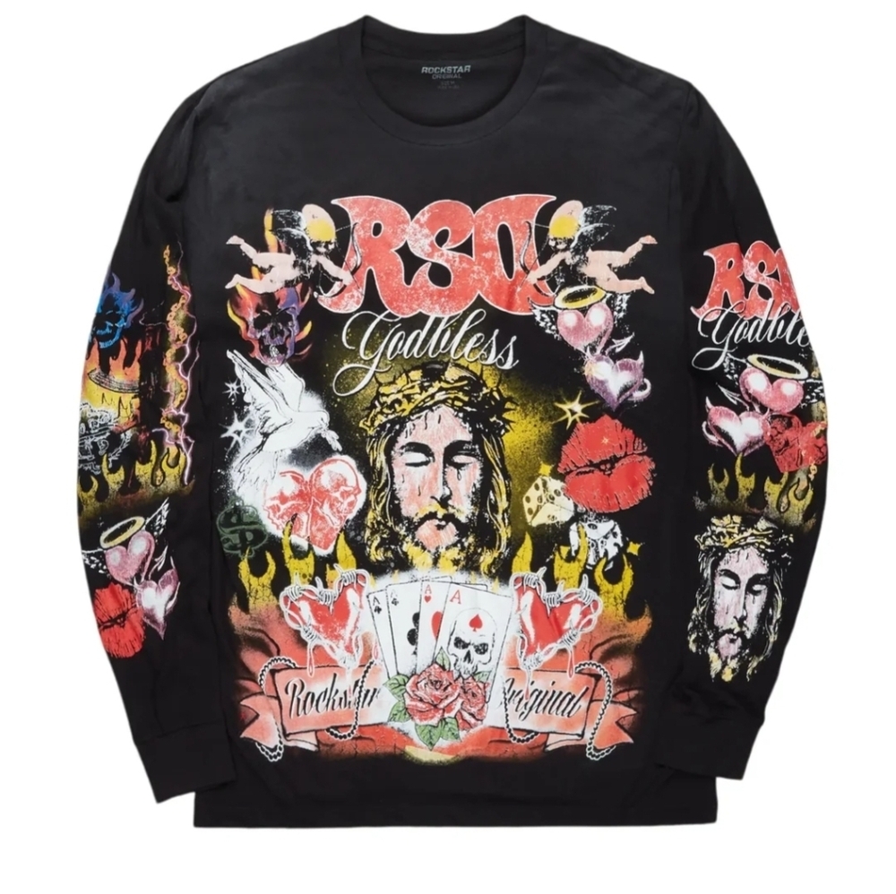 Rockstar Original Graphic Long Sleeve - Tattoo / Angel / Jesus Art Tee